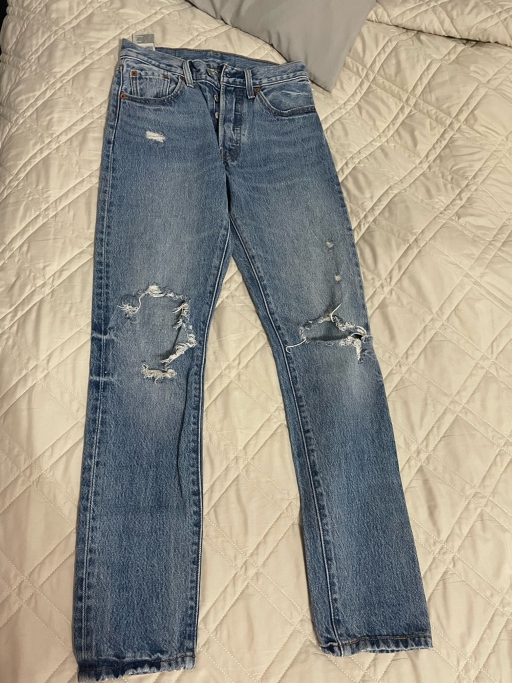 Levi's Straight Leg Distressed Blue Denim Jeans